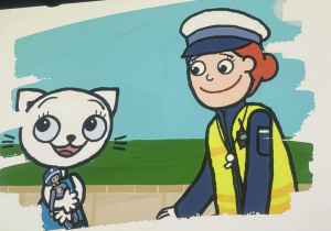 Scena z filmu Kicia Kocia i policjantka.