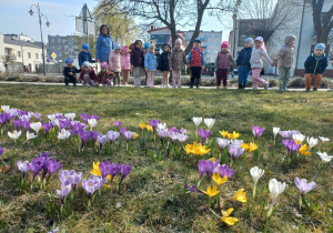 Dzieci szukają oznak wiosny