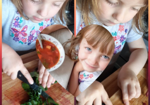 Anastazja z grupy 3 pomaga mamie w gotowaniu